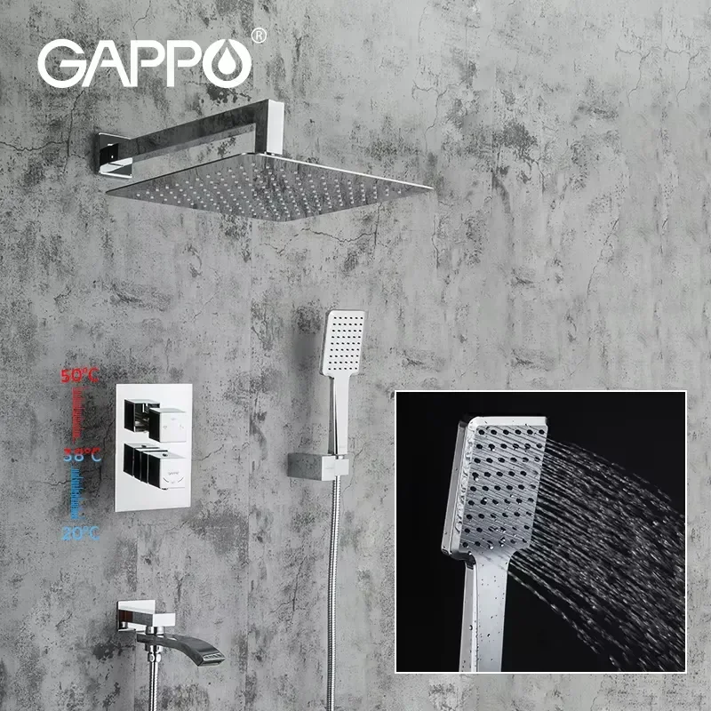 GAPPO Smart Thermostat Shower Faucet Set Bathroom Hotel Brass Hot Cold Water Mixer Concealed Shower Set Ducha G7107-40