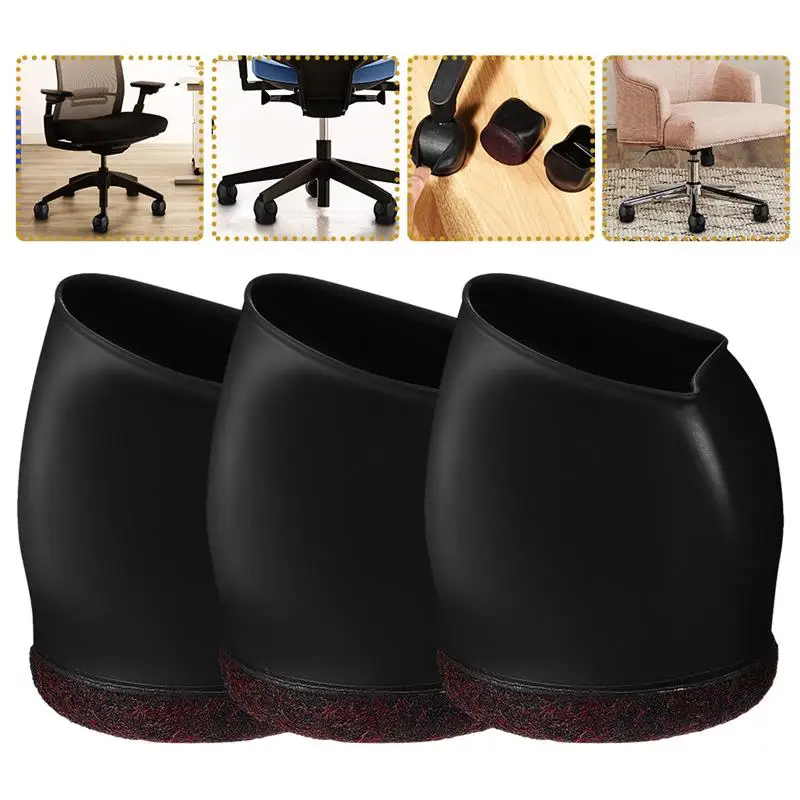 5pcs Felt Bottom Furniture Wheel Caster Cups Sofa Bed Office Chair Wheels  Floor Protectors Covers Silicone Prevents Scratches