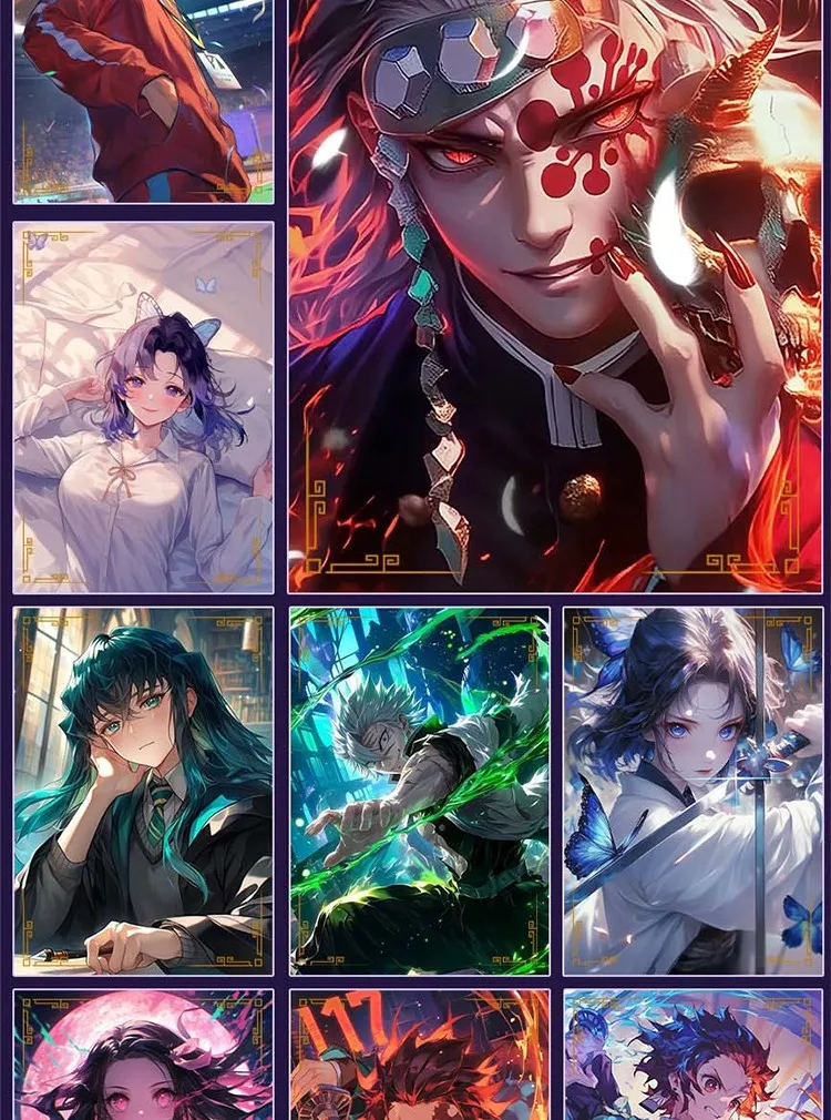 Demon Slayer A5 Card Kimetsu No Yaiba Tanjirou Kamado Nezuko karakter Anime sudut kanan Frosted Fine Flash kartu Hot Stamping