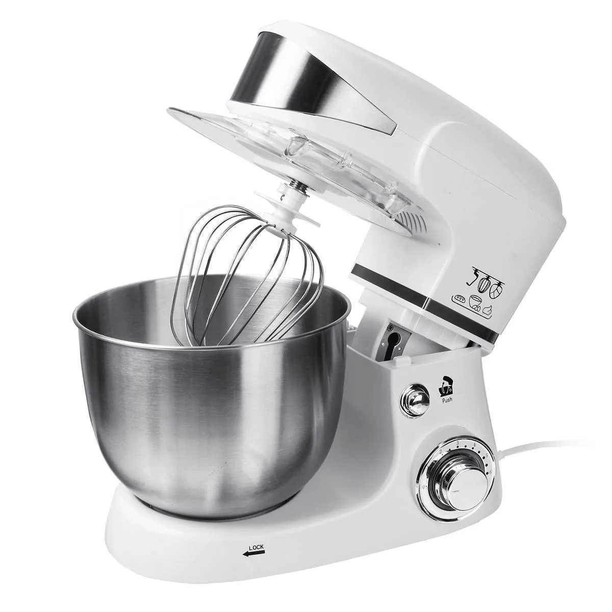 Heavy Duty 1000w 5l Stainless Steel Kitchen Dough Mixer 6 Speed Food Blender Stand Mixer With Hook Whisk Beater