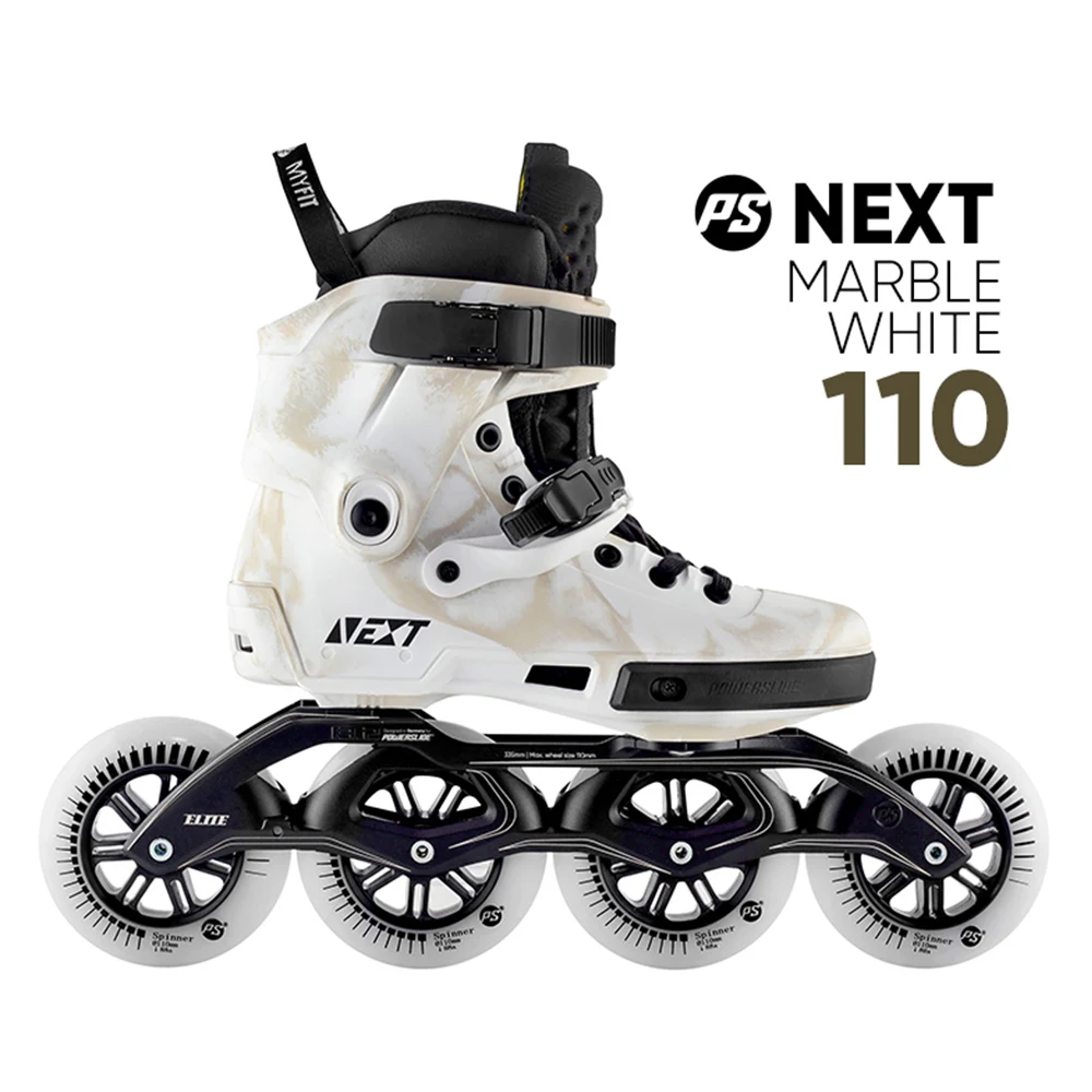 Prędkość łyżwy oryginalny Powerslide następny marmur biały 110mm Trinity rama rolki wyścigi uliczne Roller Free Skating Patines