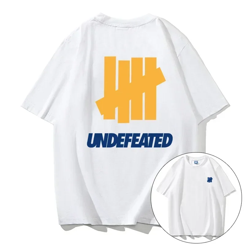 Undefeated Loose Crew Neck Pullover Short Sleeve T-shirt for Men and Women Summer Trend Couples Oversized T Shirt Harajuku