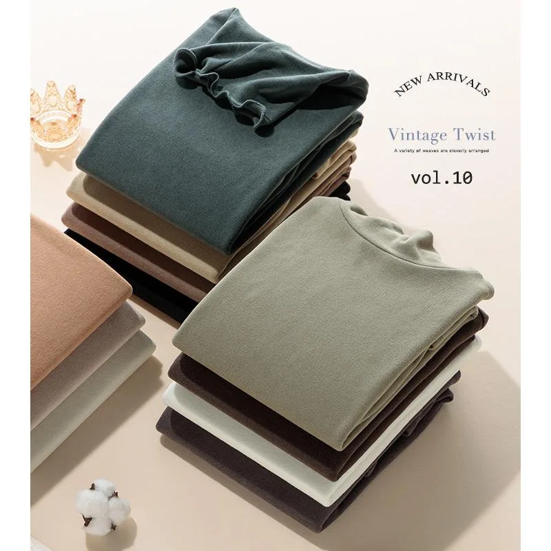 

Double-Sided Brushed Thick T-shirt Winter Wool Self Heating Turtleneck Pile Collar Long Sleeve Warm Bottoming T-shirts