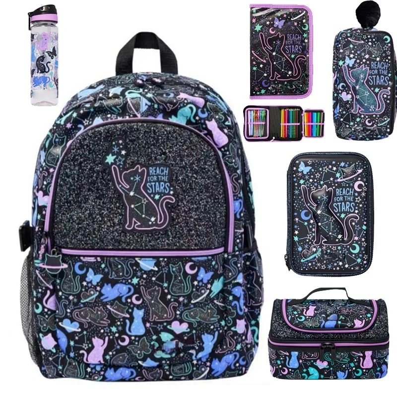 Mochila escolar Estudiantes de primaria y secundaria ojo grande gato cambio gradual gato mochila niña mochila carrito mochila