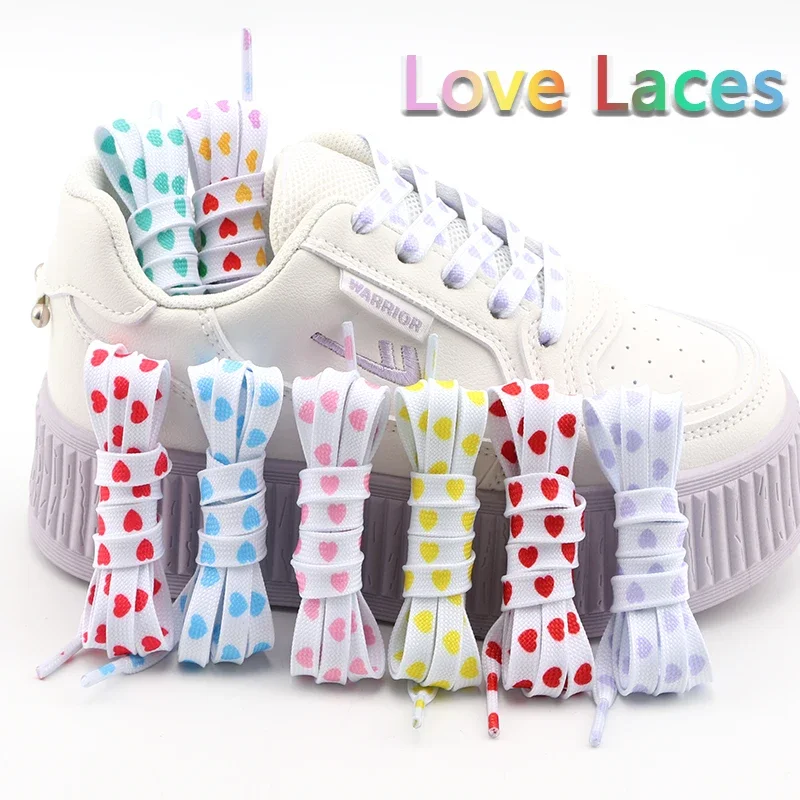 Flat Shoelace Love Heart Shoelaces for Sneakers Casual High Canvas Shoe Laces for AF1/AJ1 Women Men Shoestrings Shoes Accesories