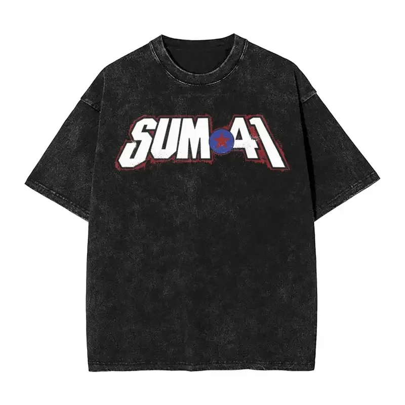 Sum 41 Band Washed T Shirts Streetwear Hip Hop Retro T-Shirts SUM41 Punk Tees Tops Men Women Short Sleeve High Street Summer