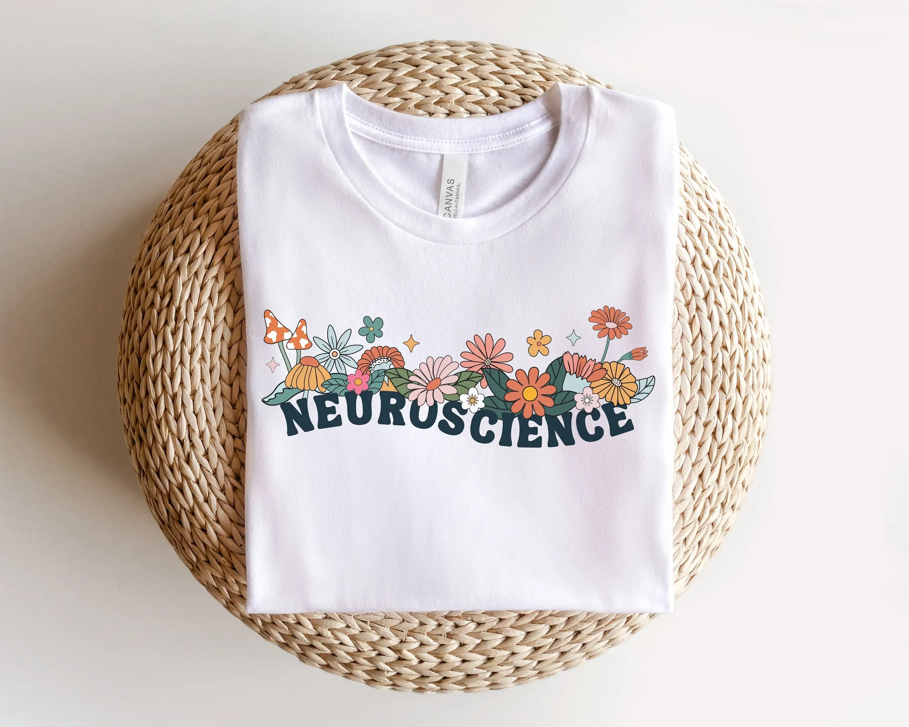 Neuroscience T Shirt S Retro Flower Neurologist Neuroanatomy Neurosurgery Neurosurgeon Neuro