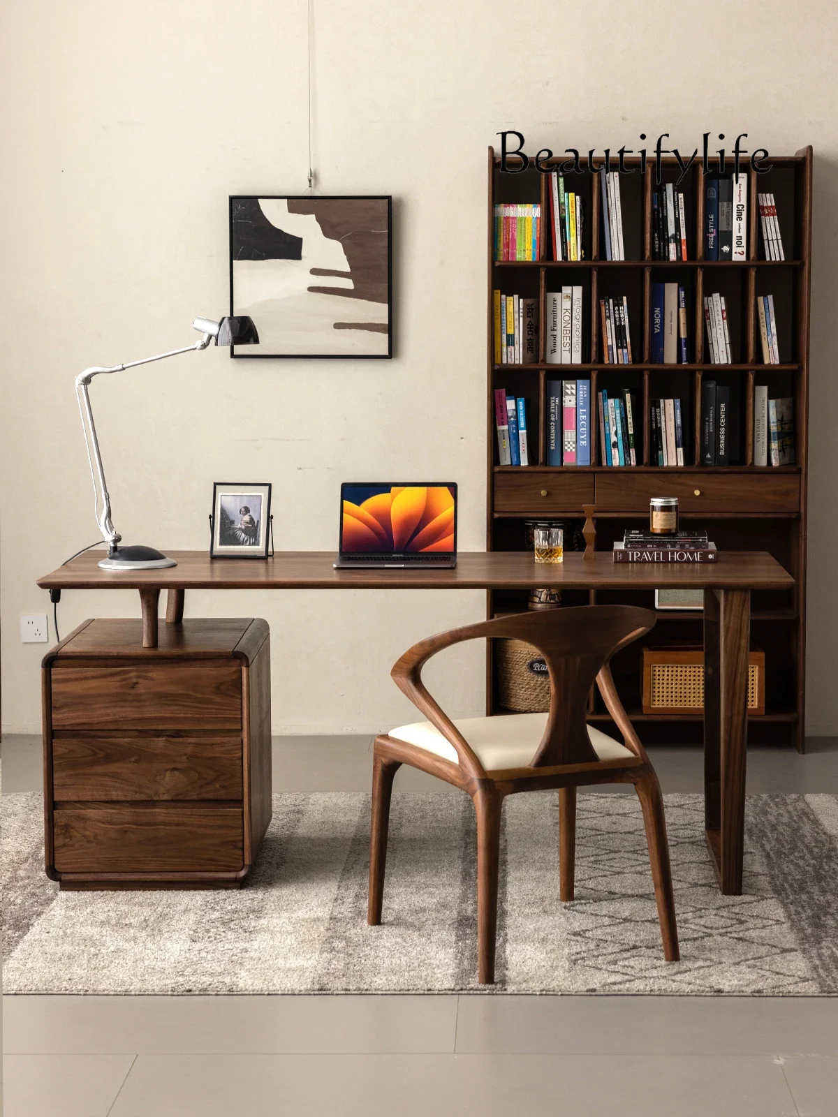 

muebles para hogar North America Black Walnut Wooden Desk All Solid Wood Computer Desk Study