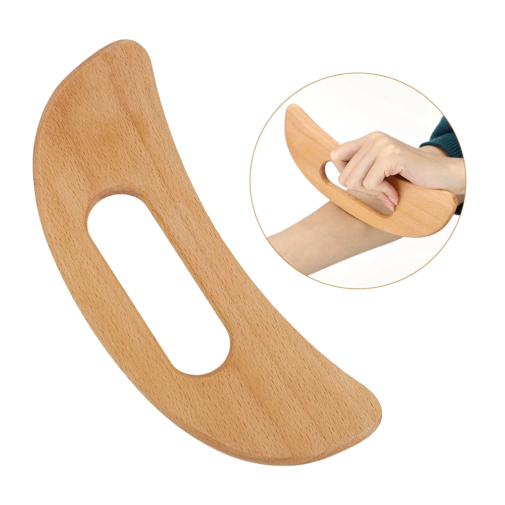 Wooden Gua Sha Board Arc Handle Blood Circulation Relaxation Painless Scraping Slimming Beech Blade Back Arm