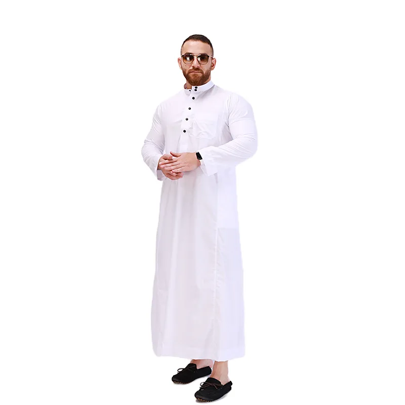 มุสลิมเสื้อผ้า Abaya Tenue Musulmane Homme Kaftan Leisure Jubba Thobe หลวมชุดดูไบซาอุดีอาระเบีย Robe อิสลามนิสัย