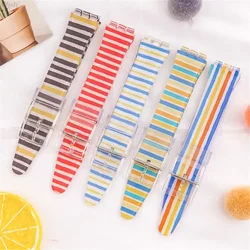 Transparent Jelly Strap for Swatch 16mm 17mm 19mm Men Women Colorful Printing PVC Replacement Bracelet Band Watch Accessories