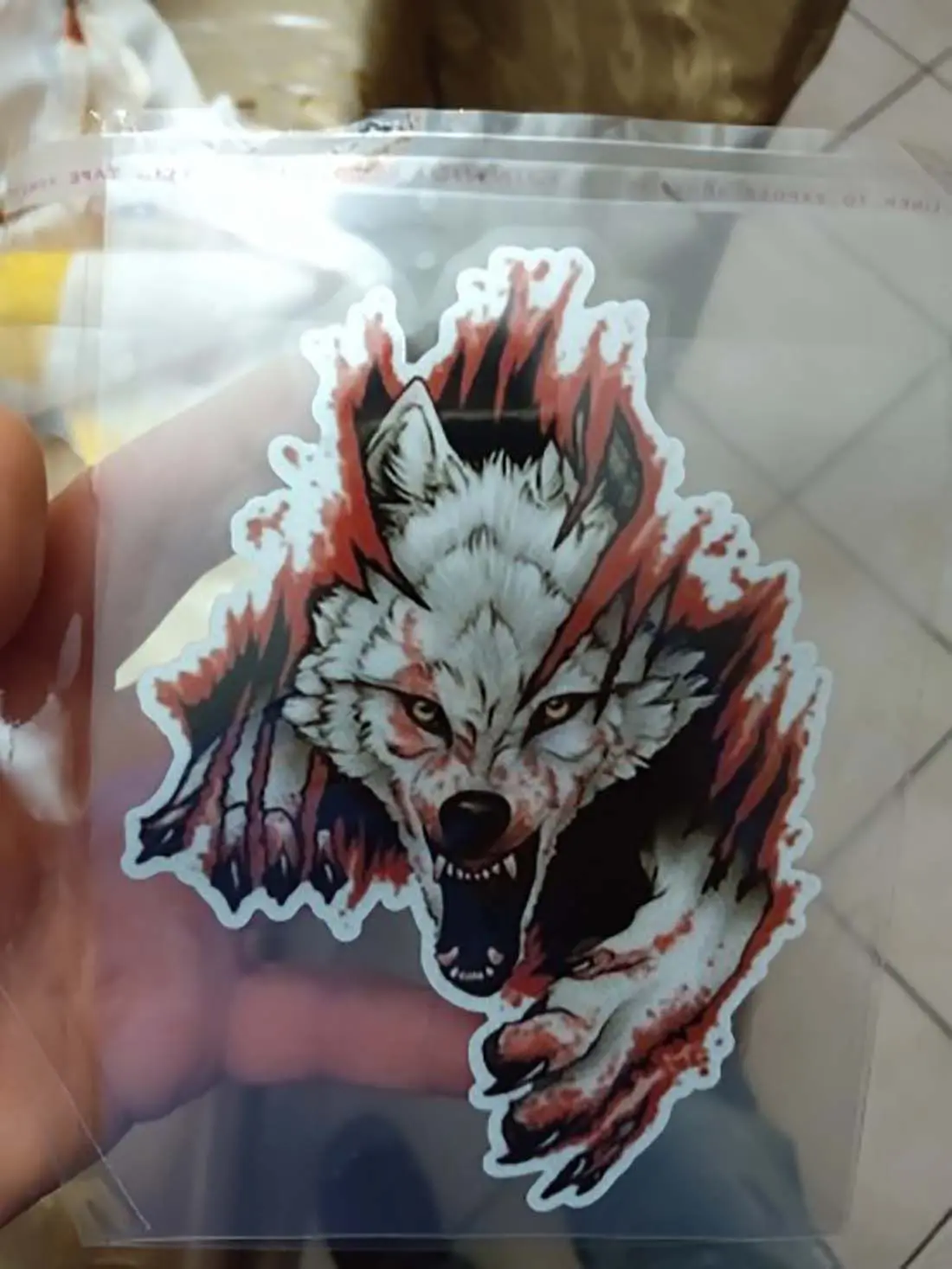 Adesivo Criativo para Capacete de Moto e Carro, à Prova d'Água, com Design de Lobo Zangado e Dente Maligno, Estilo Tank Dark Personality, Decalque par