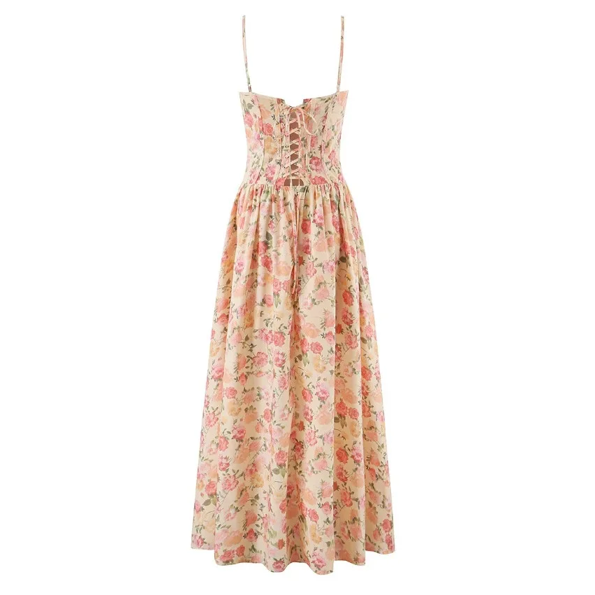 Dave&di Fishbone Waist Cinched Camisole Dress For Women, French Style Slim Fit And Slimming, Strapless And Hip Hugging Skirt