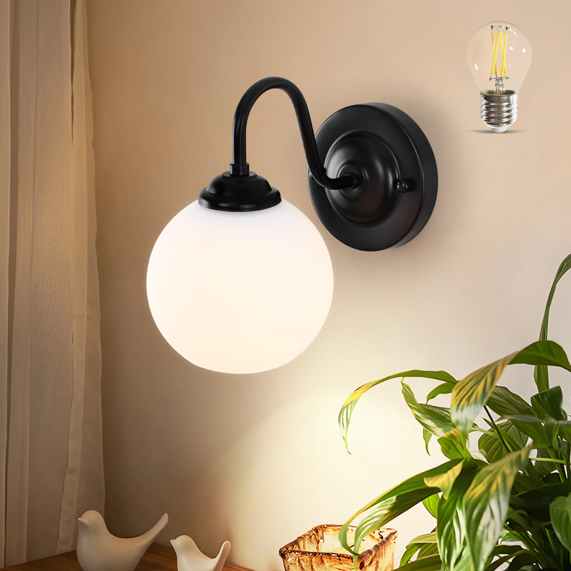 Swivelling Arm Wall Lights with Switch, Wall Scone Wall Sconce Lighting Fixture (Includes Bulb), Bedside Lamp with Cone Lampshad