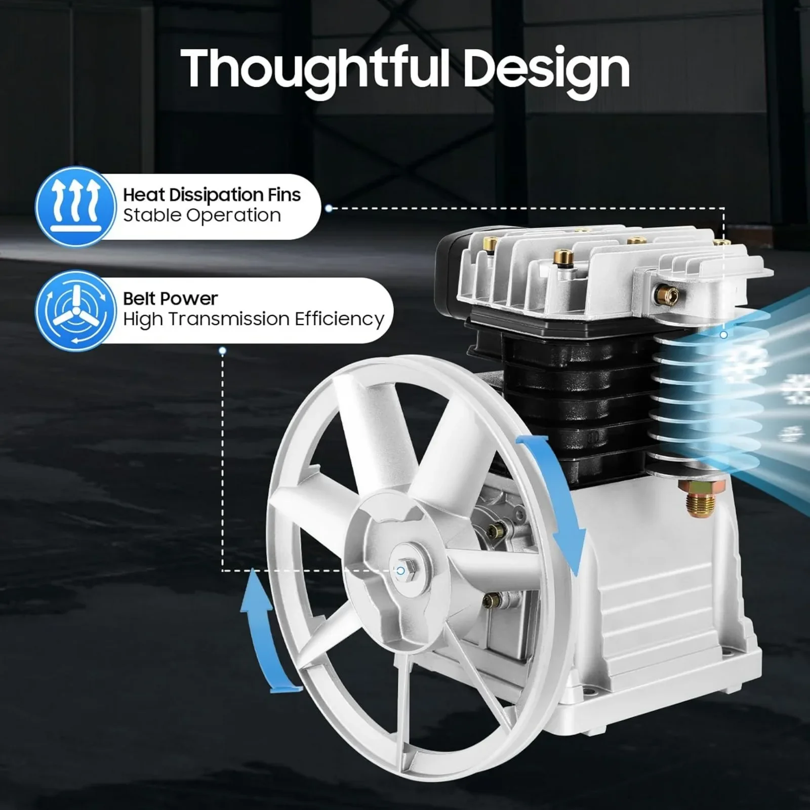 

Compressed Air Compressor Unit Oil Lubricated Air Compressor Pump Head Whisper Compressor 3HP Piston Cylinder Air Compressor