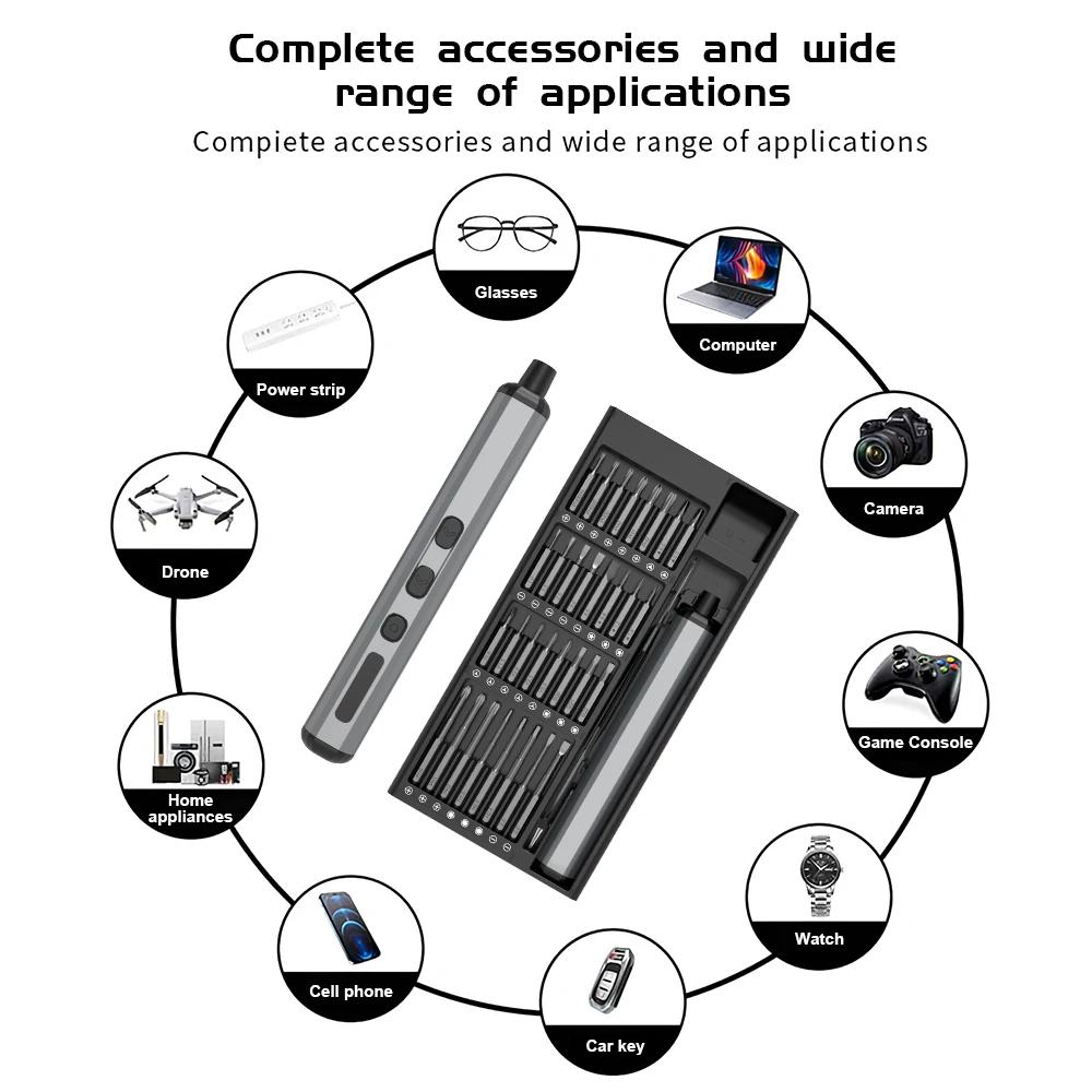 Mini Precision Electric Screwdriver Set 68 in 1 Power Repair Tool with 64 Magnetic Torx Phillips Drill Bits 5 Torque Settings