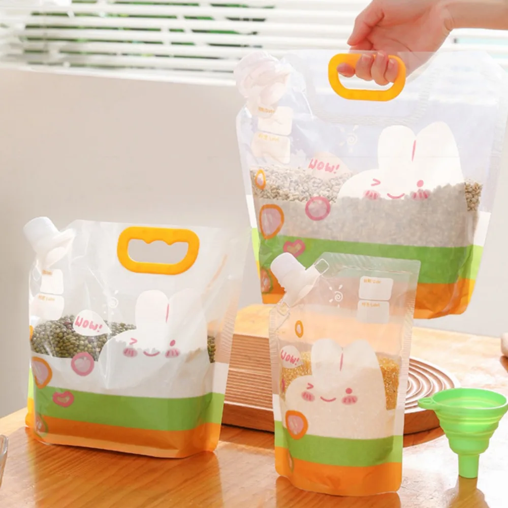 Household Leak proof with Funnel Food Packaging Bags Grain Sealed Bag Fresh-Keeping Bag Kitchen Storage Bags