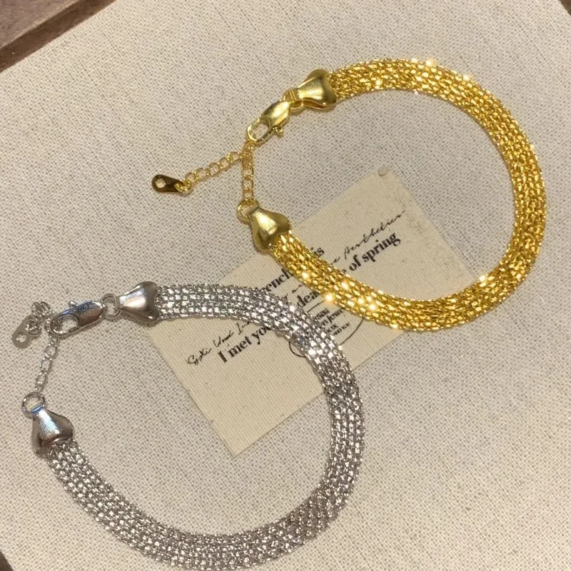 الكورية الحد الأدنى الرجعية الدانتيل حزام سوار للنساء بسيط فضي ذهبي أساور فاخرة الأزياء والمجوهرات الفتيات الإكسسوار #5