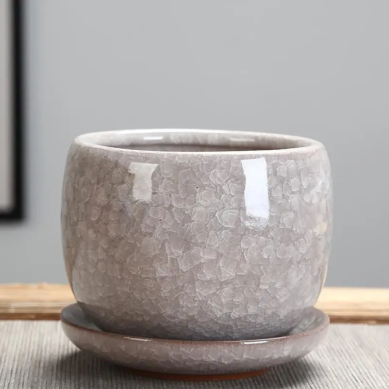 

Керамические горшки ручной работы с поддоном для суккулентов, цветные глазурованные вазы для цветов, декор для водных культур, аксессуары для дома