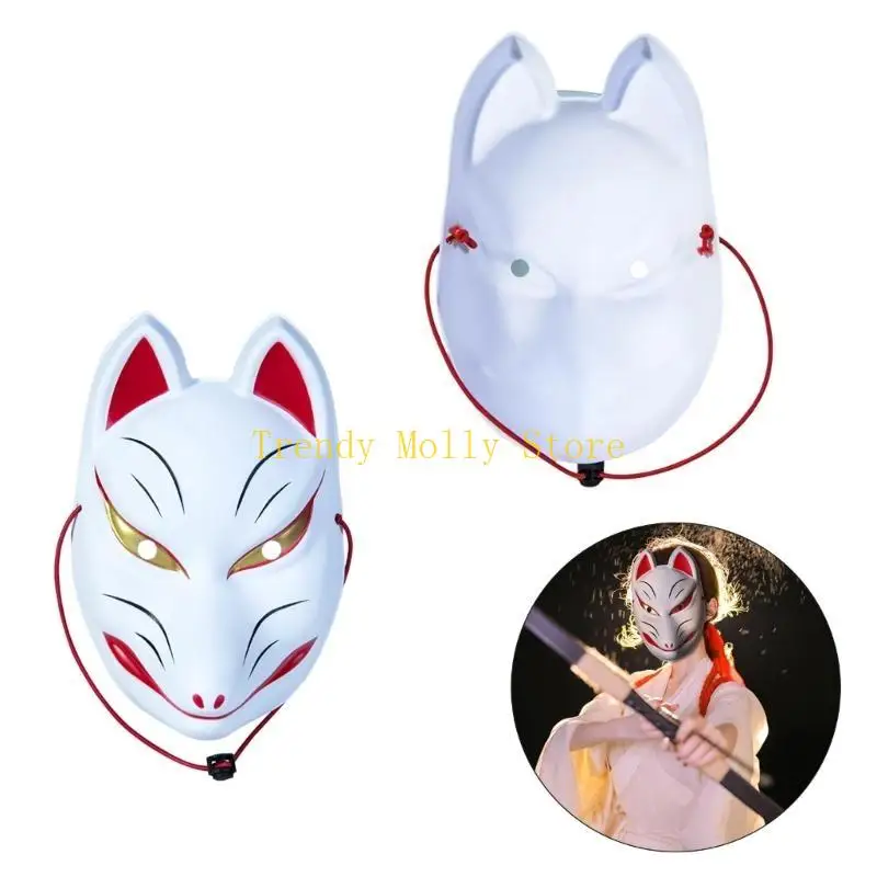 N5KB Foxes Mask Halloween Mask Full Face Mask Japanese Anime Cosplays Mask for Party