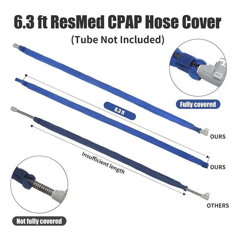 غطاء خرطوم ABGN بطول 6.3 أقدام CPAP لـ Resmed Climatelineair Airsense 10 & 11، غطاء أنبوب CPAP، أغطية قماش معزولة