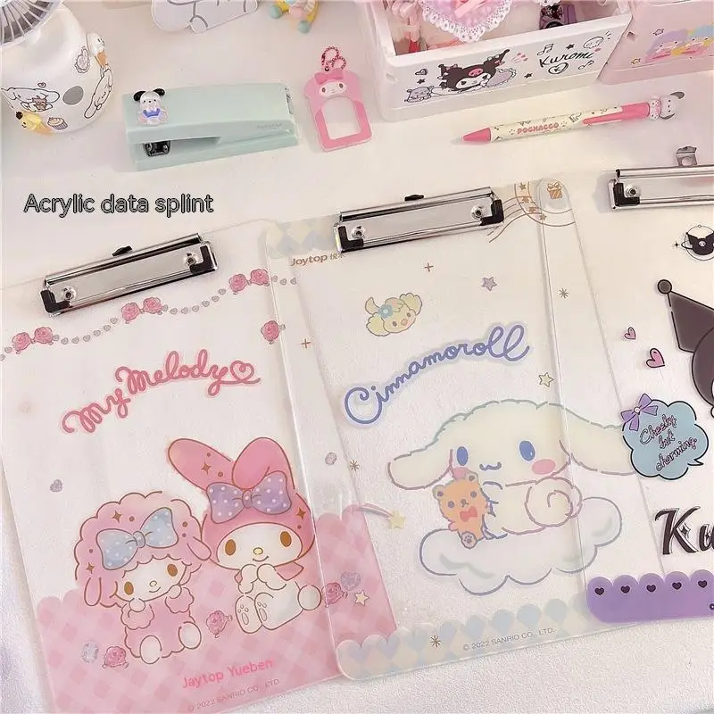 Clipboard Sanrio A4 Anime Figures Cartoon Acrylic Folder Board Folder Multifunctional Wordpad Book Pad Student Writing