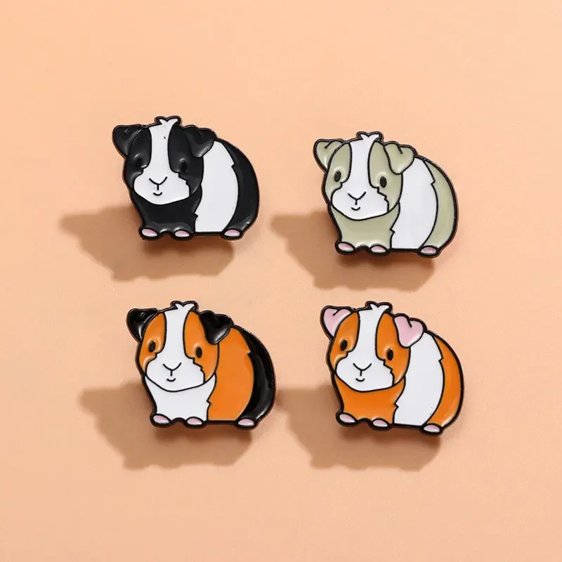 Cute Cartoon Guinea Pig Enamel Brooch Creative Adorkable Goofy Animal Lapel Pin Badge Backpack Clothing Hat Accessories