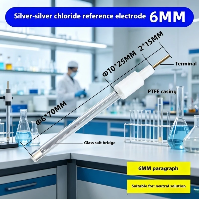 High Precision Ag/AgCl Reference Electrode Removable Liquid Filled 3.8x50/6x70/6x90/6x150mm Lab Electrochemical