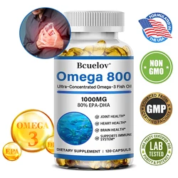 Bcuelov, Omega 800, Super Concentrated Omega-3 Fish Oil, EPA-DHA Triglyceride Form, 1,000 mg, 120 Fish Gelatin Softgels