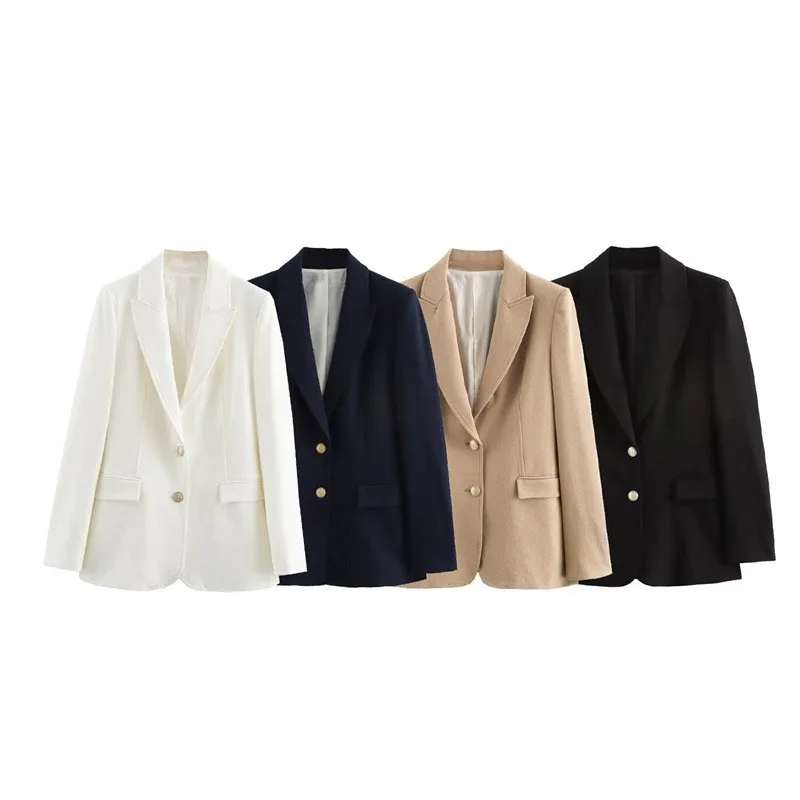 Fashionable Slim Fit Metal Buckle Suit Jacket 2025 New Style Women's Business Casual Coat Long Sleeve Elegant Design