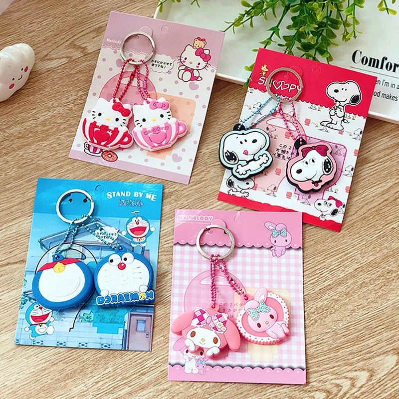 Cute Sanrio Key Protective Case Hello Kittys Accessories Cute Beauty Cartoon Anime Key Chain Set Soft Glue Toys for Girls