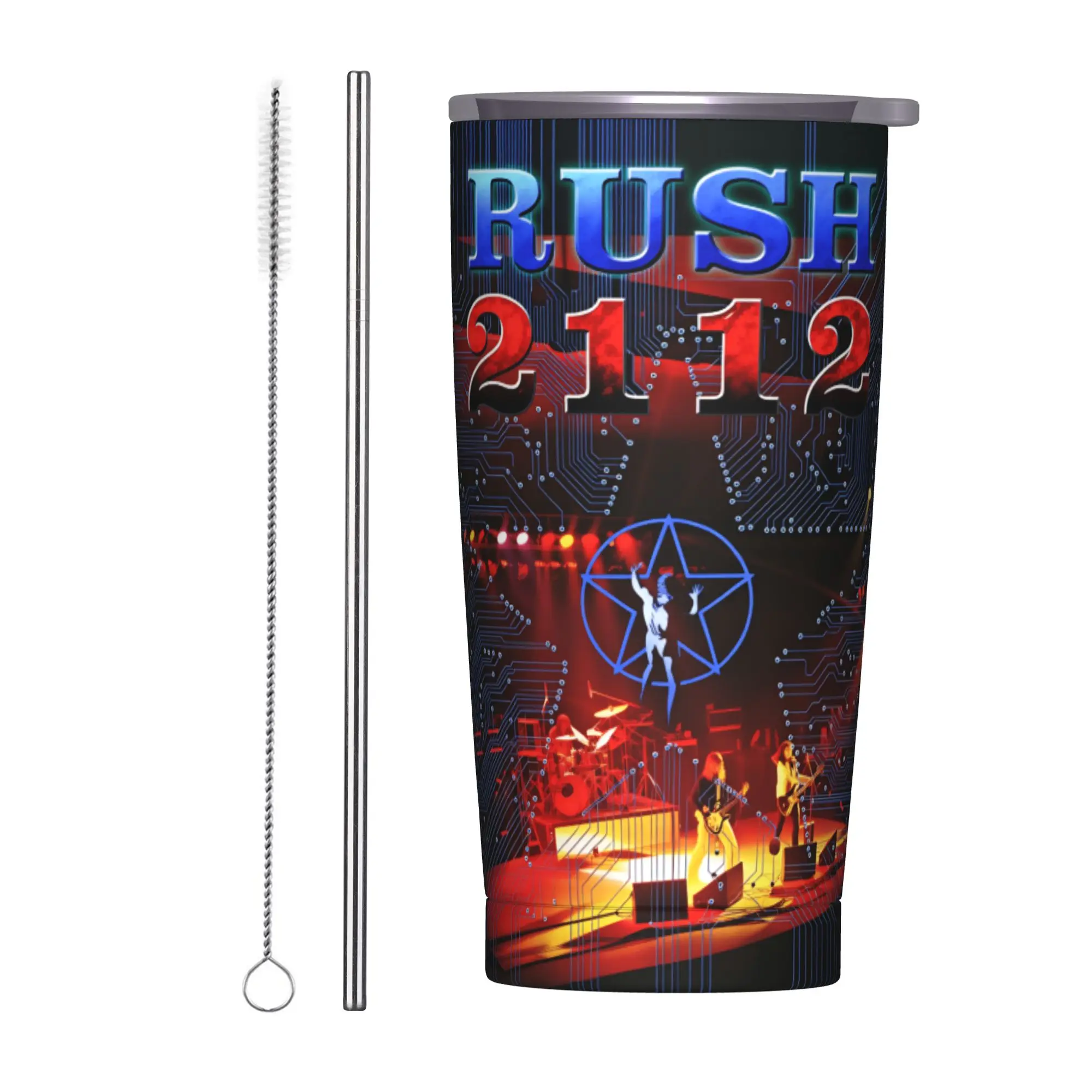 Rush Band Tumbler  Beach Large Thermal Cups Leakproof Cold and Hot Milk Tea Water Bottle,
