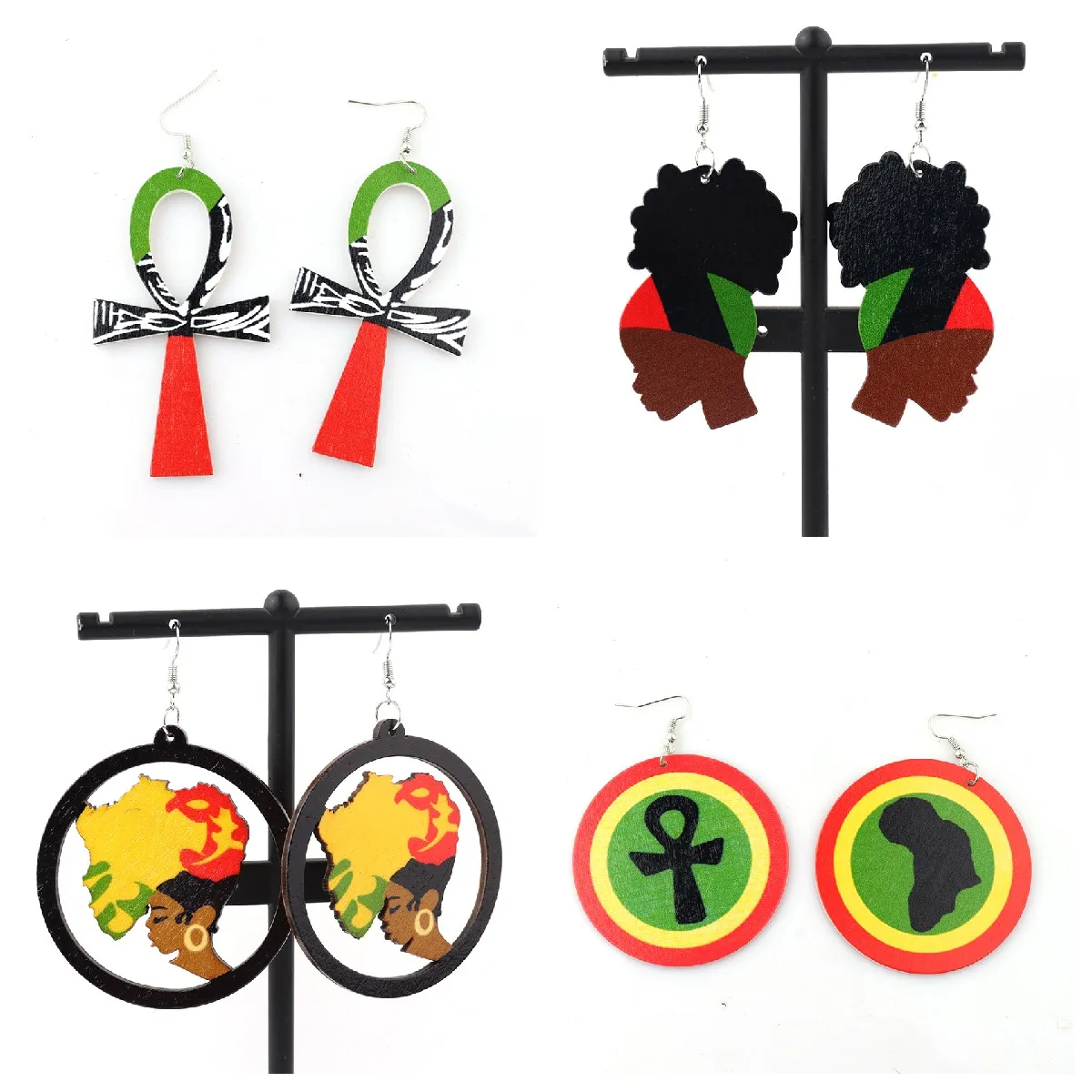 few stock! African rasta Wooden Earrings