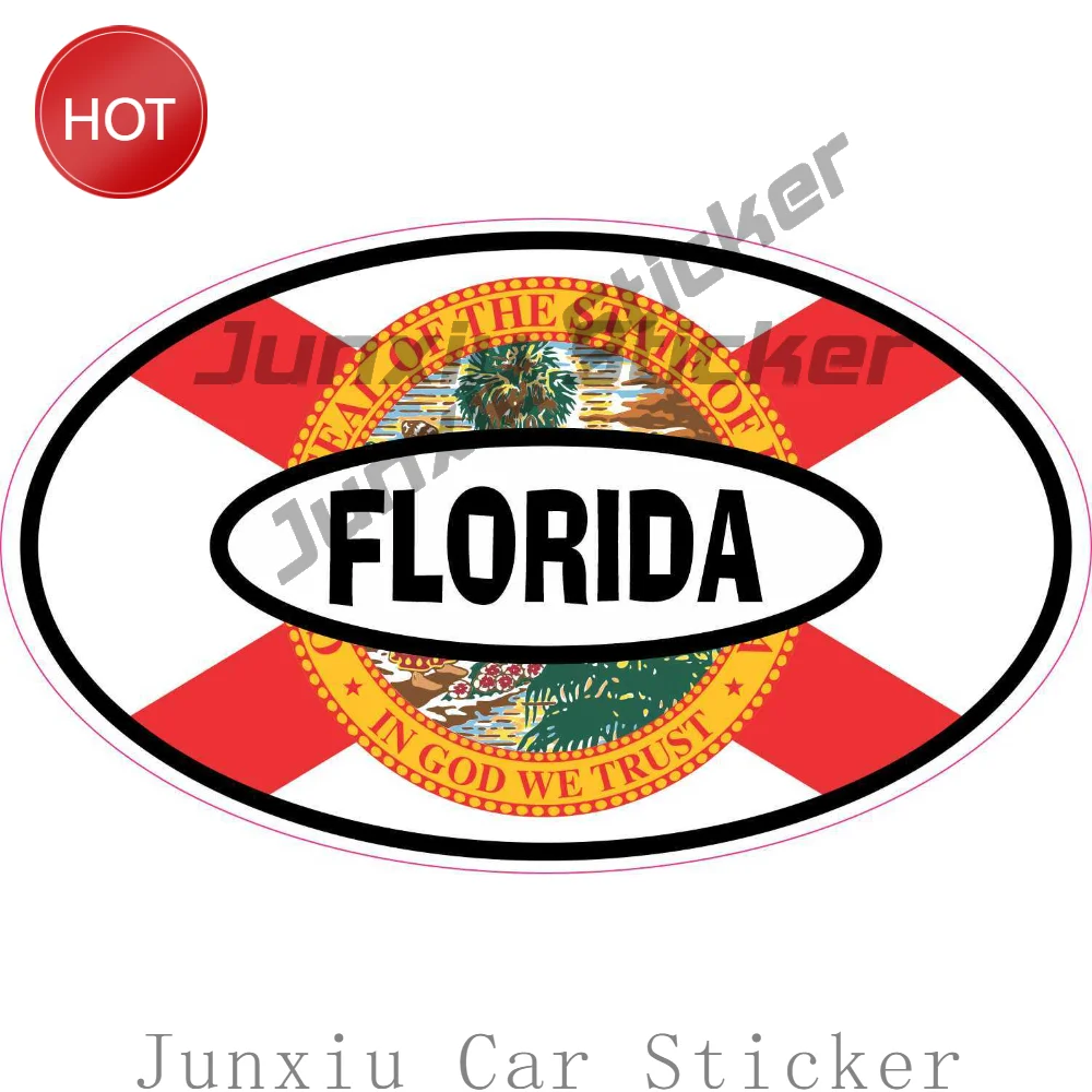 Flag Oval Florida Vinyl Car Sticker Eye Catching Decal For Rear Window Travel Souvenir Decoration Automotive Accessories