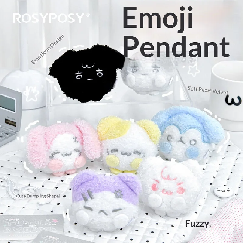 New In Stock Rosyposy Plush Pendant Cute Expression Soft Fluffy Bag Hanging Decor Accessory For Backpack Keychain