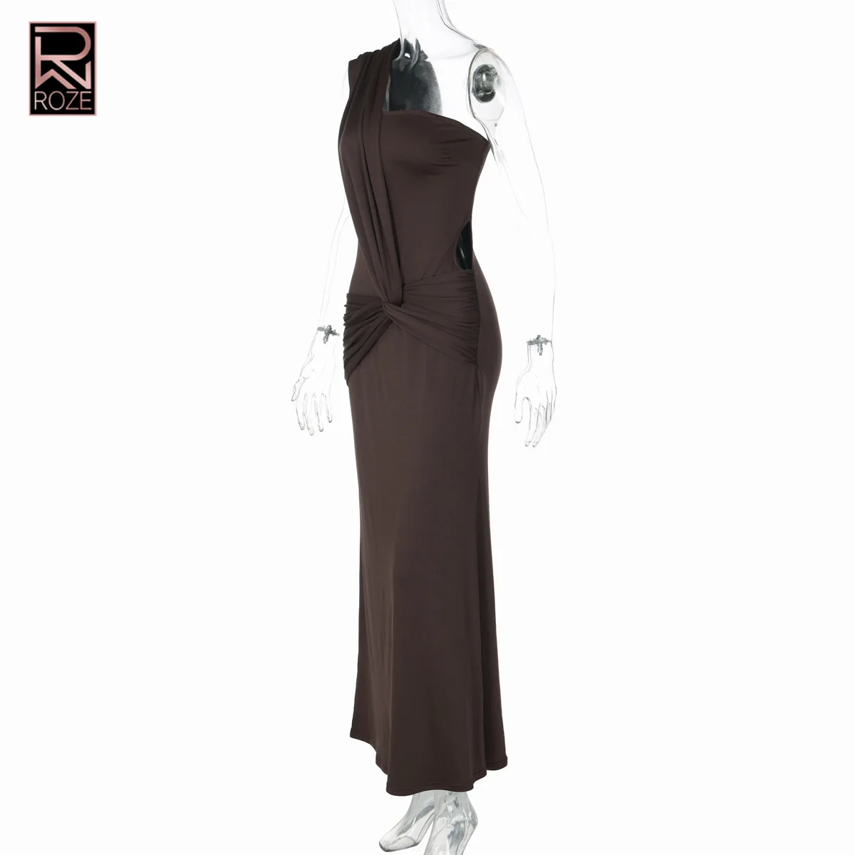 Vestido tipo vendaje con un solo hombro: corte lateral y cordones, vestido de fiesta festivo