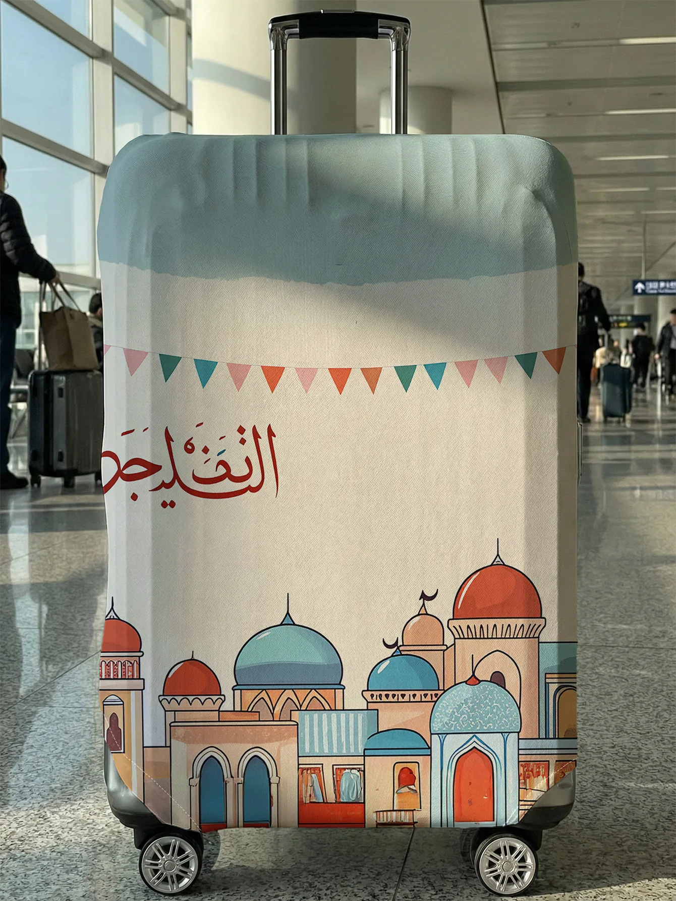 Islamic city illustration luggage protection case, suitable for 18-32 inch luggage cases, luggage handle gloves, travel accessor