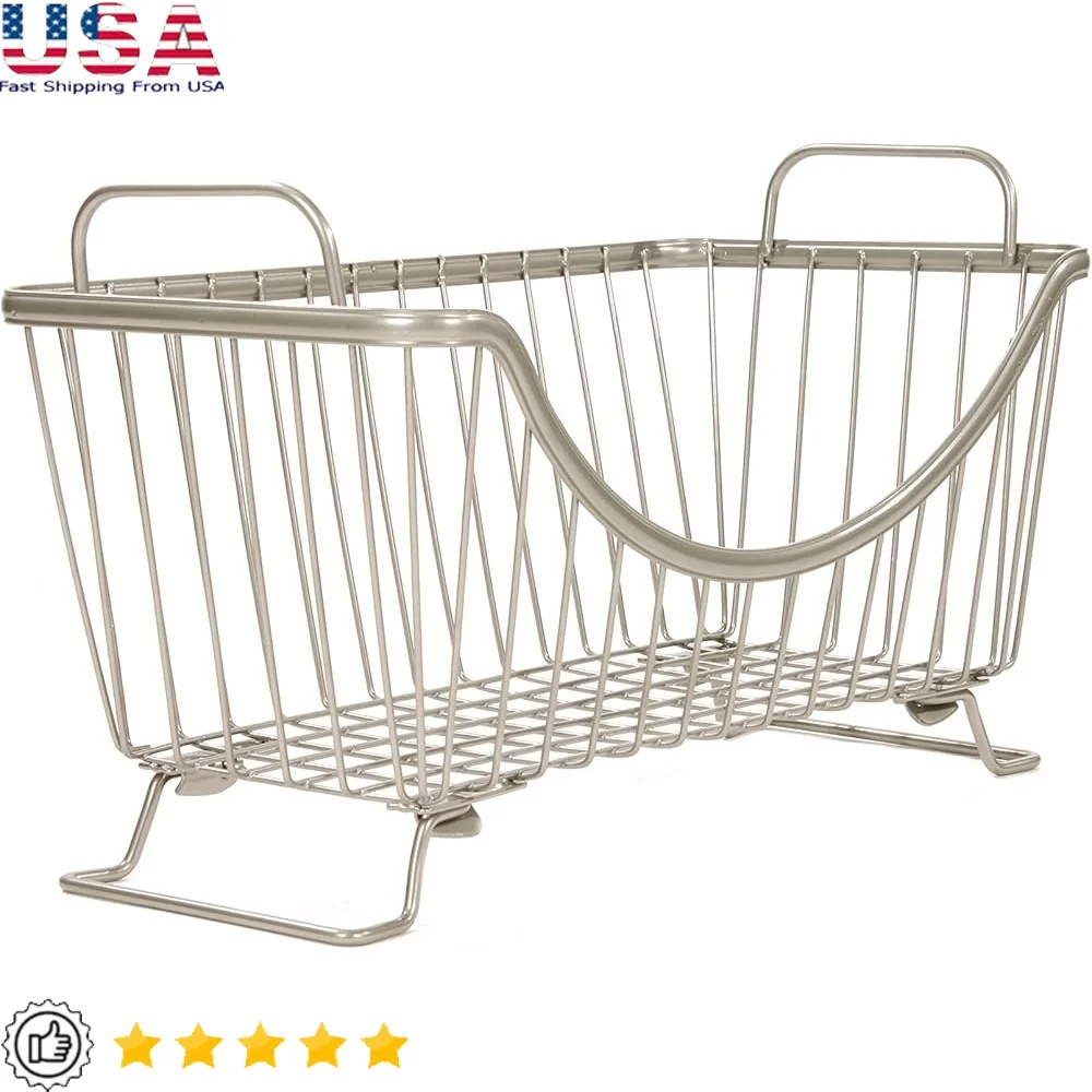 

Stackable Storage Basket Small Steel Open Design Modular Organization Solution Pantry Bathroom Office Kitchen Garage 20377