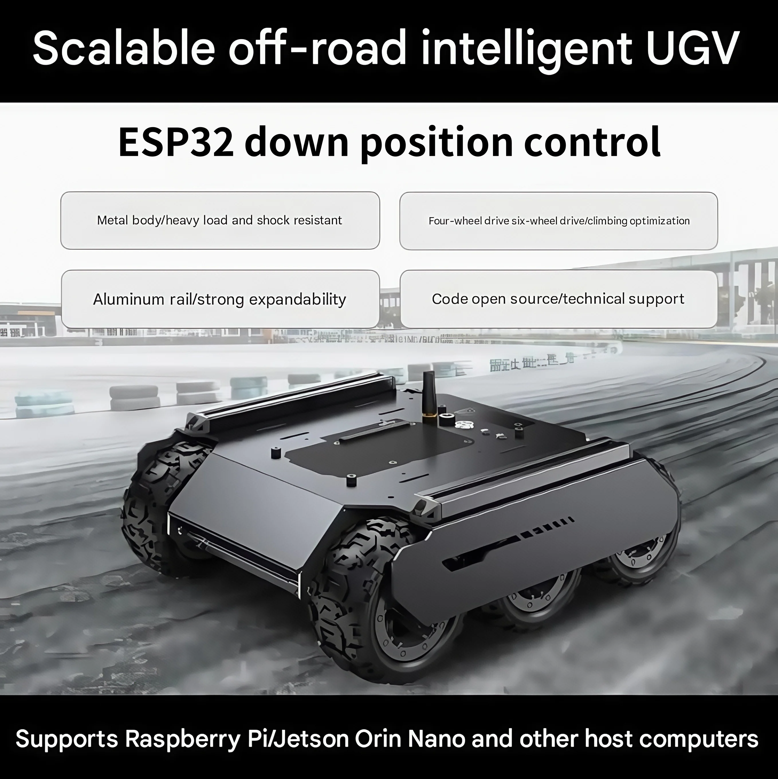 

Off-road UGV smart car Raspberry Pi/ robot ESP32 lower computer scalable