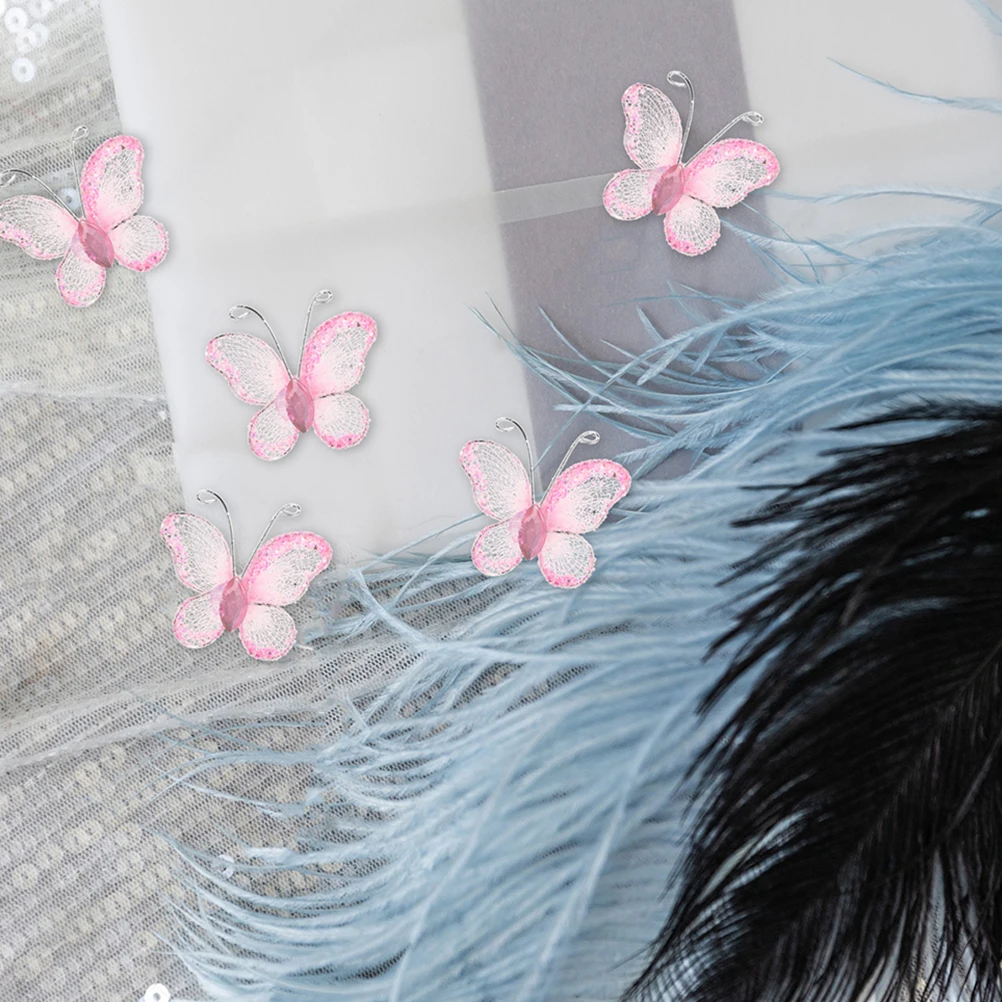 

70pcs Glitter Butterfly Decorations: Transparent Mesh Wire Appliques For Wedding Party Home Scrapbooking Diy Craft Wall Stickers