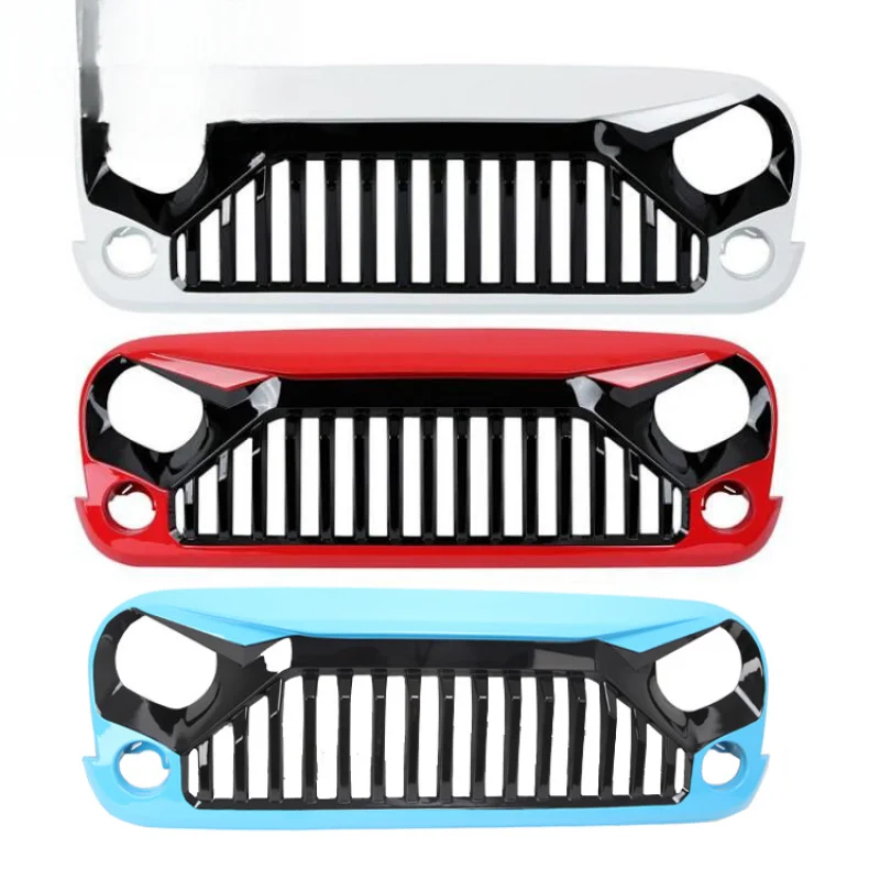 High Quality Black ABS Blue Accent Front Bumper Grille Offroad Auto Exterior Modification Accessories Fits JK