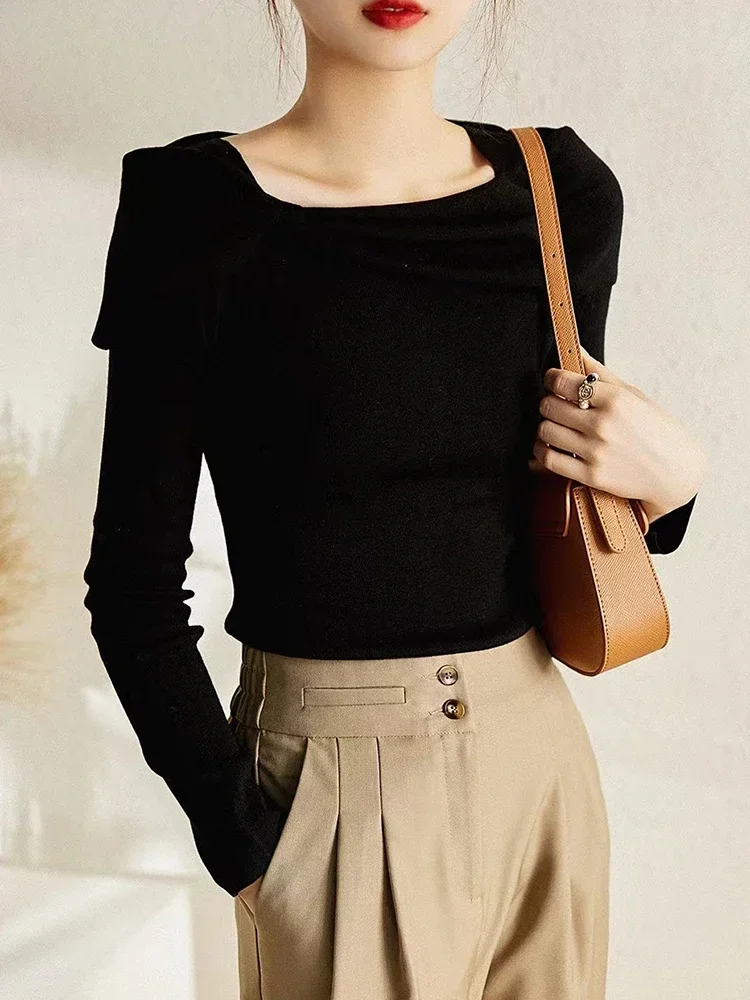 Damski sweter z kokardą, dzianinowy, z długim rękawem, topy dziergane, moda koreańska, odzież damska, swetry pulowerowe, jesień zima, ropa de m