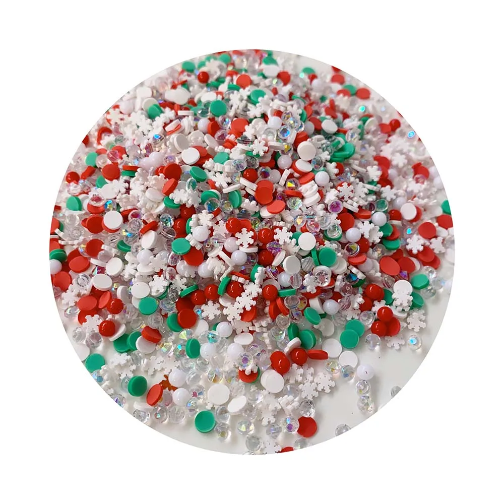 Snowflake Green Red Dot Clay Slices Mixed Diamond Christmas Series Sprinkles Soft Pottery for DIY Crafts Accessories