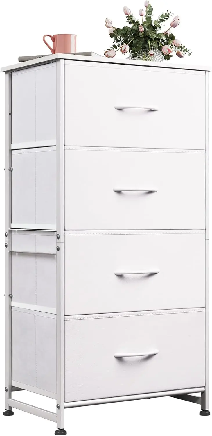 Dresser W/ 4 Drawers, Storage Tower, Organizer Unit, Fabric Dresser for Bedroom, Hallway, Entryway, Closets, Sturdy Steel Frame