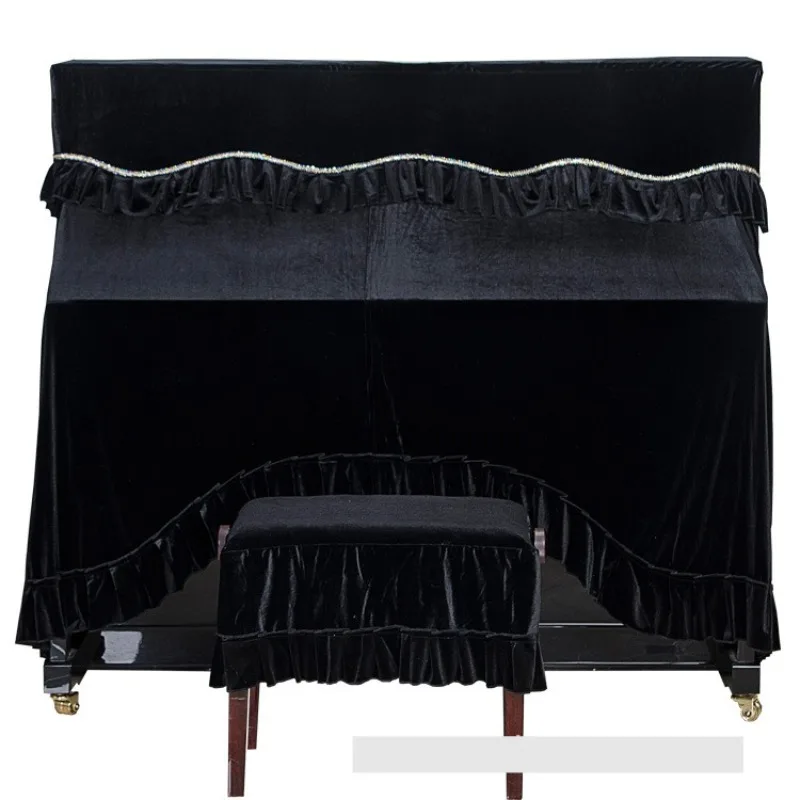 Household Black Thick Piano Full Cover Wavy Trim Back Fully Enclosed Dustproof Protective Cloth