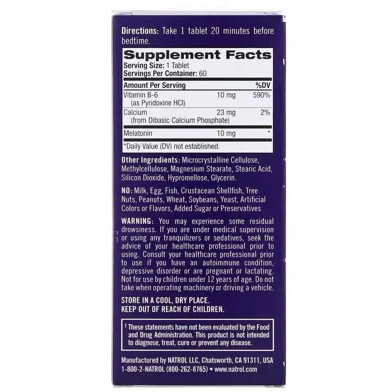 Natrol Melatonin, Time Release, 10mg 60 Tablets,