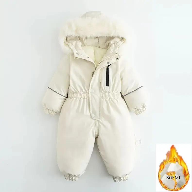 Pink Warm and Thick Boys and Girls Ski Velvet Lining Clothes Jumpsuit  2026 Winter New Children's Clothing Jumpsuit 1-5Y Parka