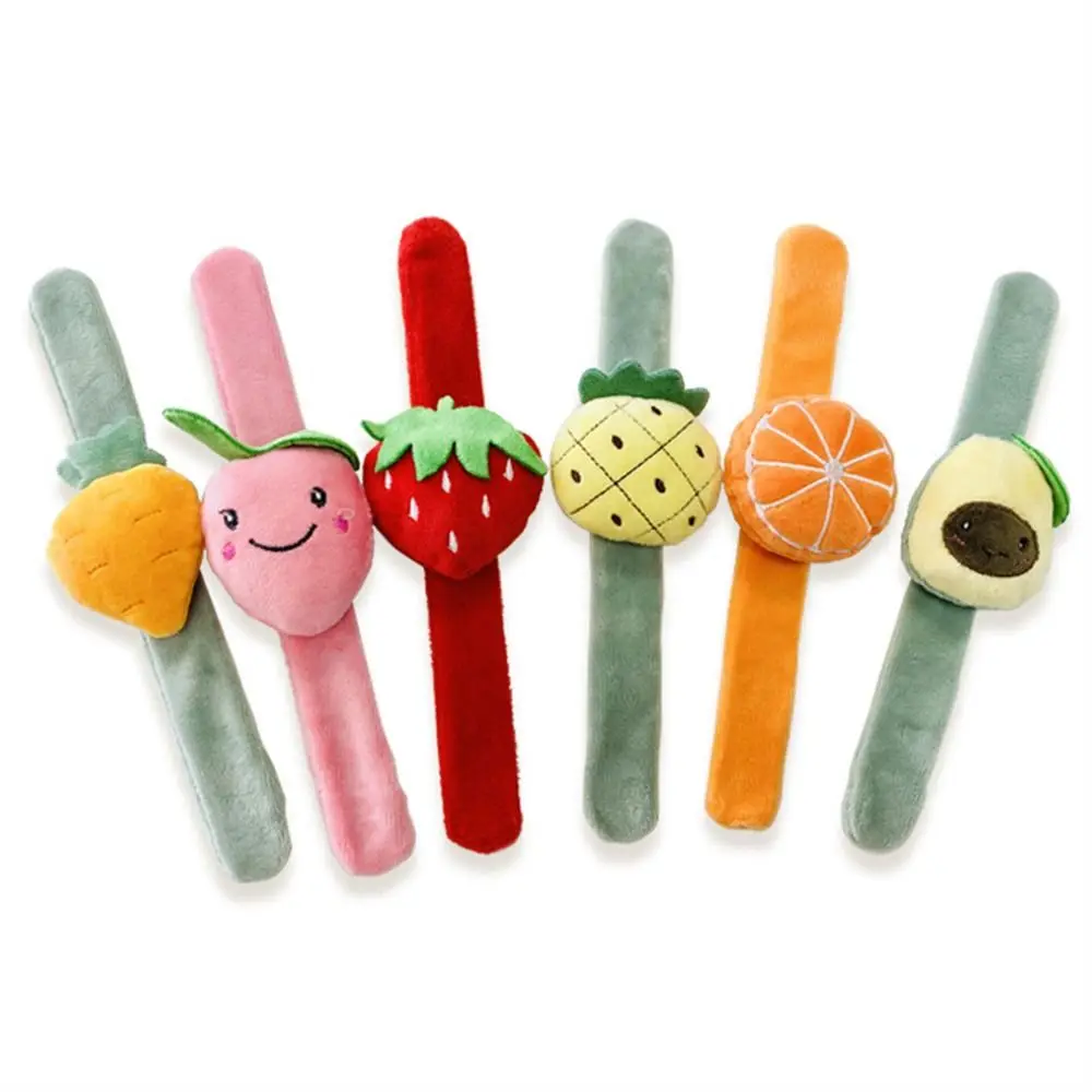 Fruit Plush Clap Circle Toys Strawberry Pineapple Plush Slap Bracelet Orange Wrist Decoration Hand Clap Ring Kids Gifts