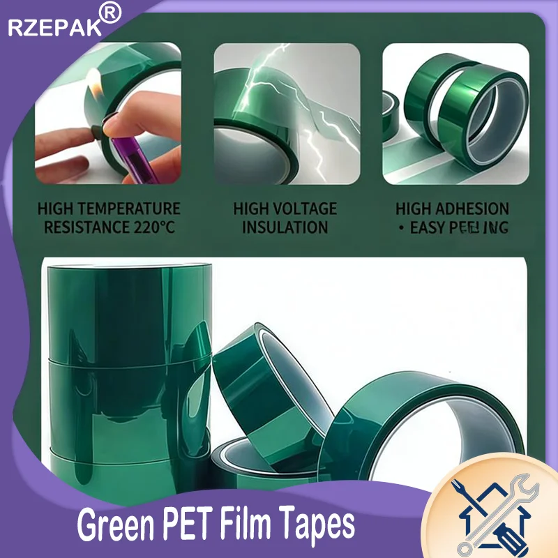 High Temperature Resistant Green PET Film Tape 3~100mm | PCB SMT Plating Shield Insulation Protection