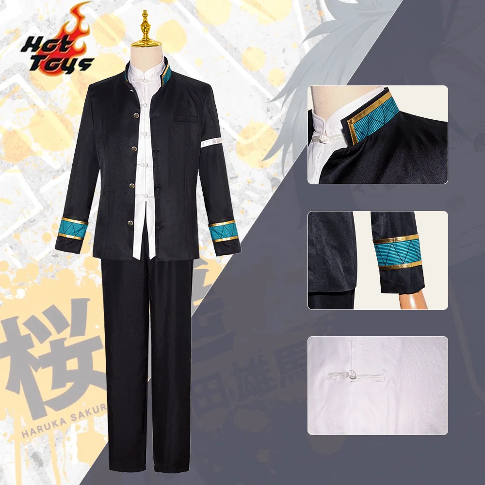 Anime Wind Breaker Hayato Suo Cosplay Costume Uniform Green Jacket Black Pants White Kung Fu Shirt Earings Eyepatch